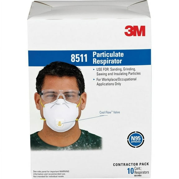 3M Particulate Respirator N95 - Exhalation Valve, Adjustable Nose Clip, Braided Headband - Particulate Protection - 10 / Box