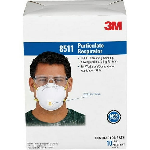 3M Particulate Respirator N95 - Exhalation Valve, Adjustable Nose Clip, Braided Headband - Particulate Protection - White - 10 / Box | Bundle of 10 Boxes