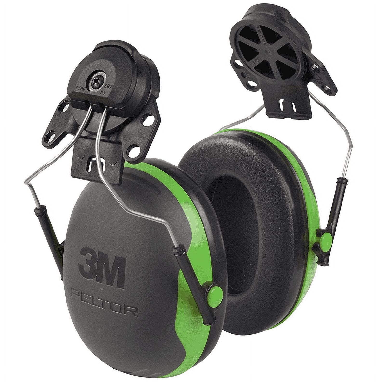 3M Peltor XSeries CapMount Earmuffs, NRR 21 dB, One Size Fits Most, Black/Green X1P3E (Pack of 1)