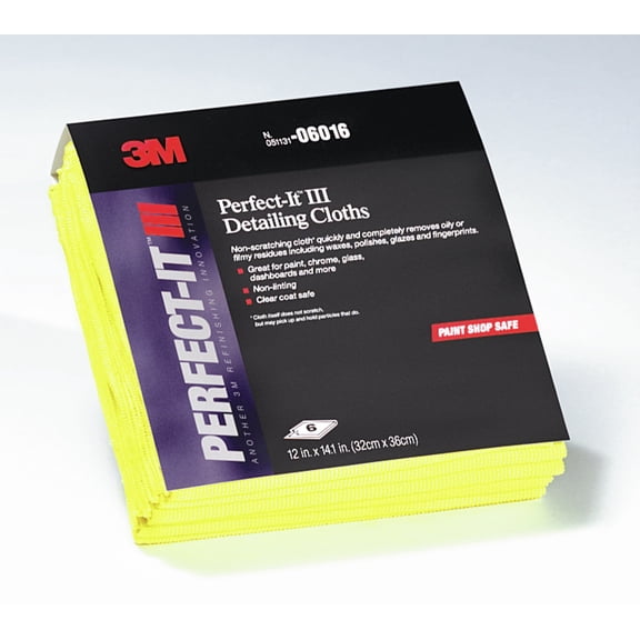 3M Perfect-It Detailing Cloths 06017, YELLOW, 50 cloths per bag