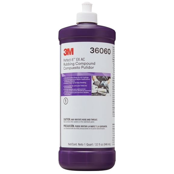 3M Perfect-It EX AC Rubbing Compound, 36060, 1 qt (32 fl oz), 6 per case