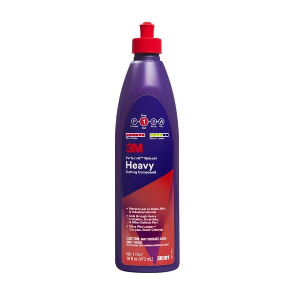 3M Perfect-It Gelcoat Heavy Cutting Compound, 1 Pint, Works on Boats and RVs