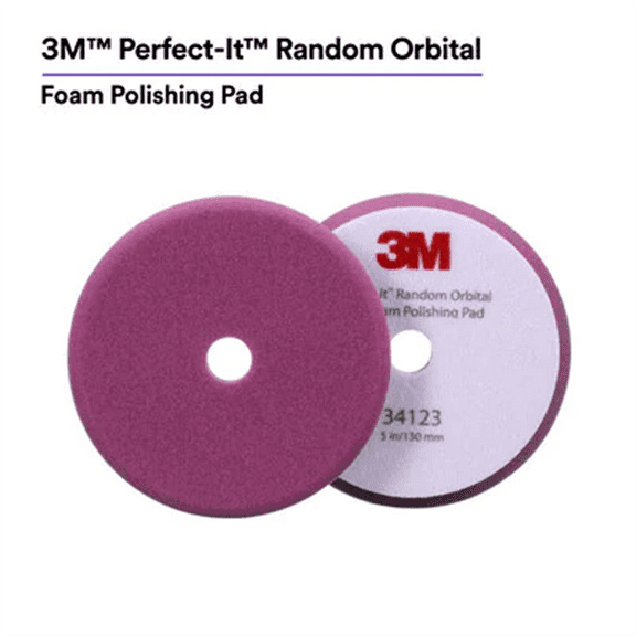 3M Perfect-It Random Orbital Foam Polishing Pad 34123, 5 Inch (130 mm), Purple, 2 Pads/Bag