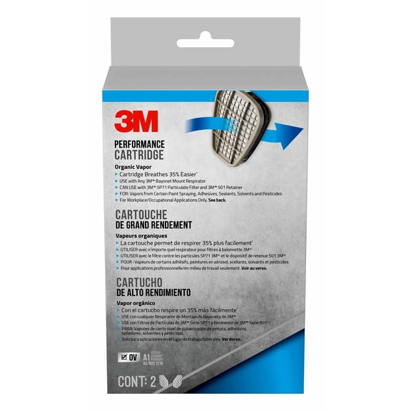 3M Performance Cartridge Organic Vapor, 2 Pairs per Pack