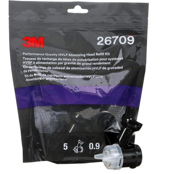 3M Performance Gravity HVLP Atomizing Head Refill Kit 26709, White, 0.9