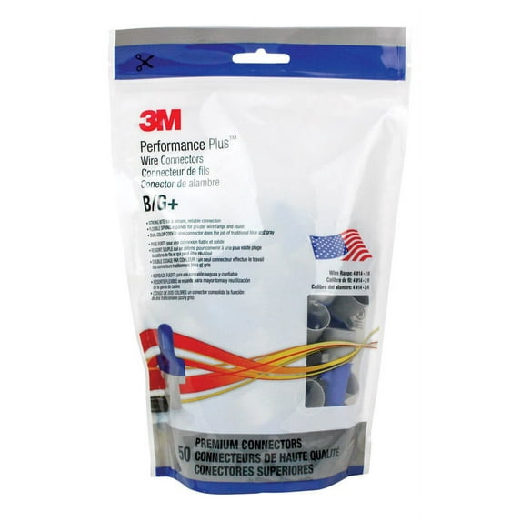 3M Performance Plus Wire Connector, Flexible Steel Spring Connectors, 14-6 AWG, Blue and Gray Color B/G+, Pouch of 50
