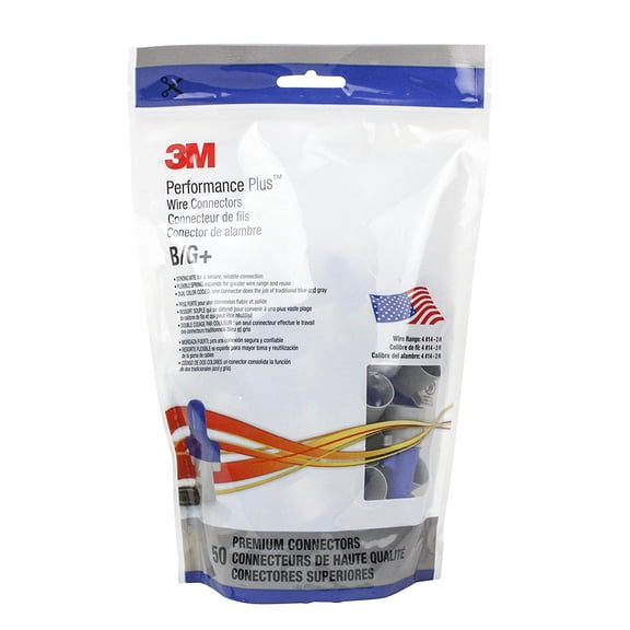 3M Performance Plus Wire Connector B/G+BOX, Blue/Gray, 14-6 AWG, 50 per Box