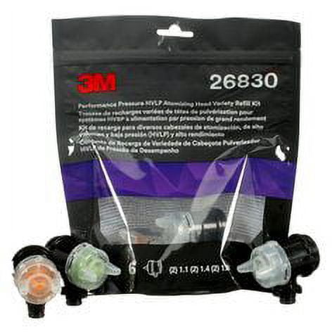 3M Performance Pressure HVLP Atomizing Head Refill Kit, 26830, Variety Kit, 5 kits per case