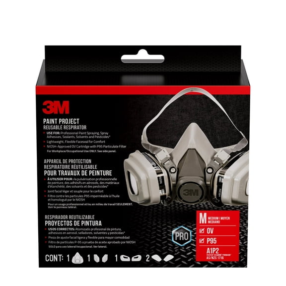 3M Performance Reusable Paint Project Respirator OV/P95, Size Medium, 1 respirator/pack