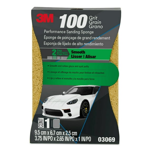 3M Performance Sanding Sponge, 1 inch x 2-5/8 inch, 100 Grit
