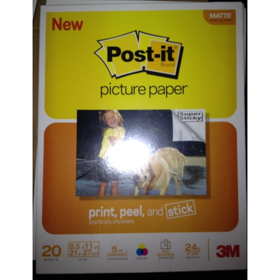 Post-it 8-1/2 x 11 Picture Paper, Matte Finish, 20 Sheets/Pack