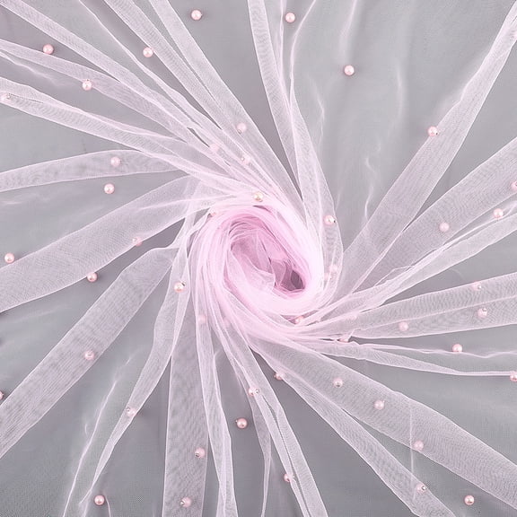 3M Pink Veil With White Pearls Soft Tulle Fabric Breathable Netting Lace Cloth Minimalist Elegant Beaded Wedding Veils for