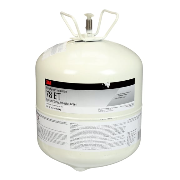 3M Polystyrene Insulation 78 ET Cylinder Spray Adhesive, Clear, Large Cylinder (Net Wt 29.3 lb), 1/case