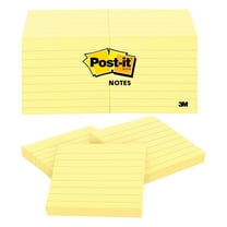 3M Post-It Lined Original Notes, 3 x 3 Inches, Canary Yellow, Pack of 12