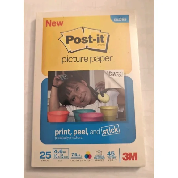 3M Post-It Picture Paper, Semi Gloss 4 X 6" 25 Sheets Sp4625Sg Sticky 10X15 Cmi