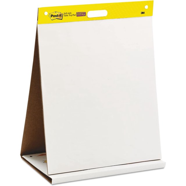 3M Postit 563R Self Stick Tabletop Easel Unruled Pad, 20 x 23, White