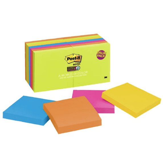 3M Post-it Super Sticky Notes, Rio de Janeiro Collection, 14-Pack