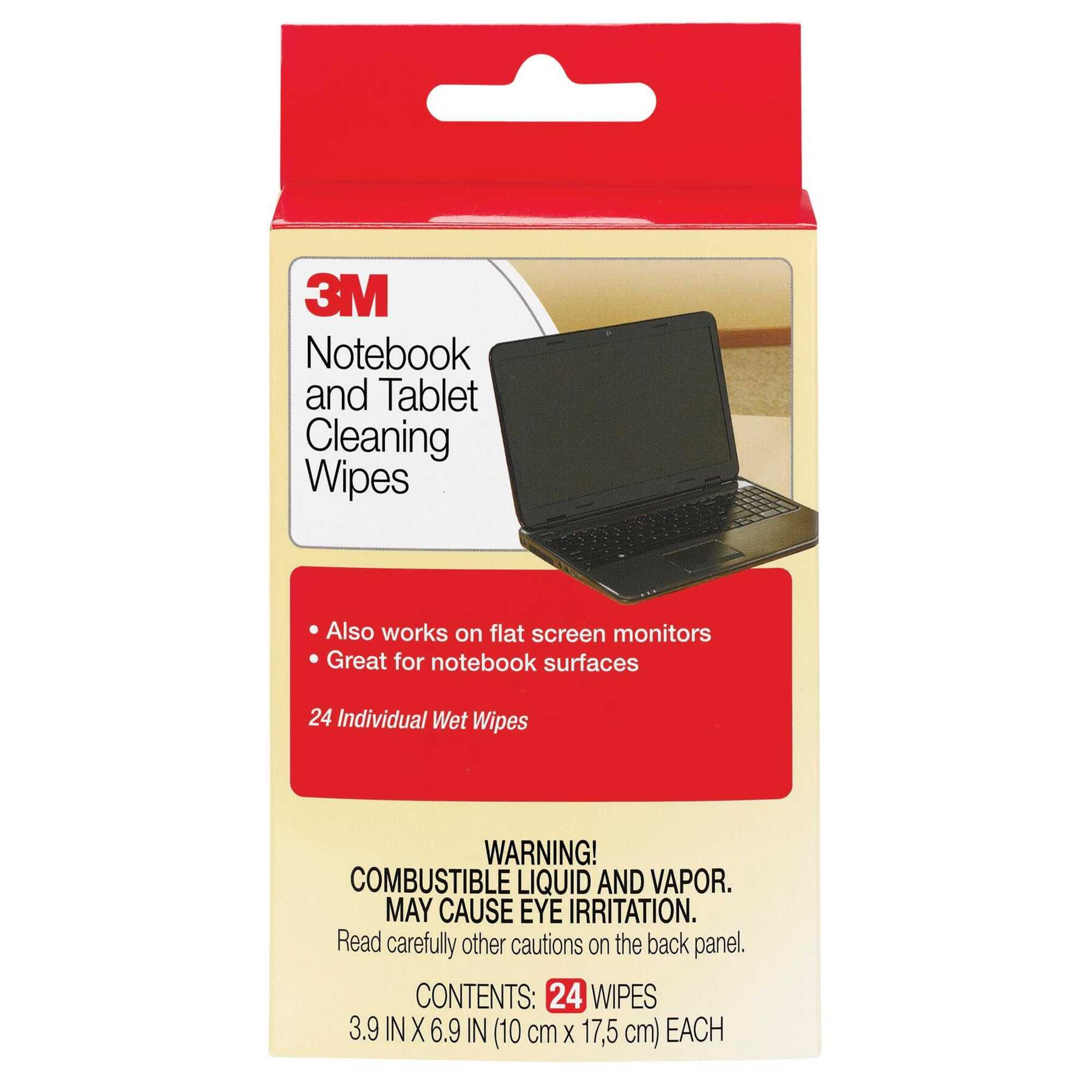 3M Pre-Moistened Notebook Screen Cleaning Wipes, 4 x 7 Inches, White, Pack of 24 - image 1 of 2