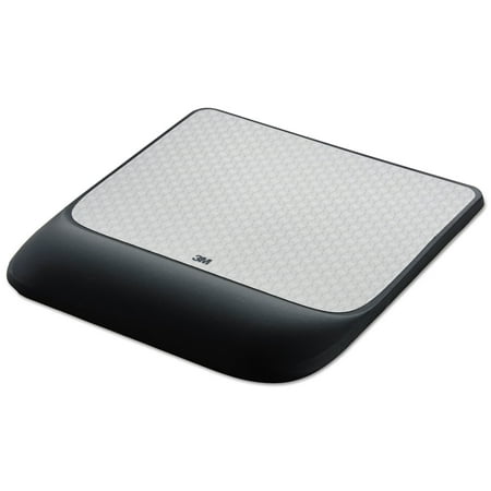 3M Mouse Pad with Precise Mousing Surface and Gel Wrist Rest, 8.5 x 9, Gray/Black