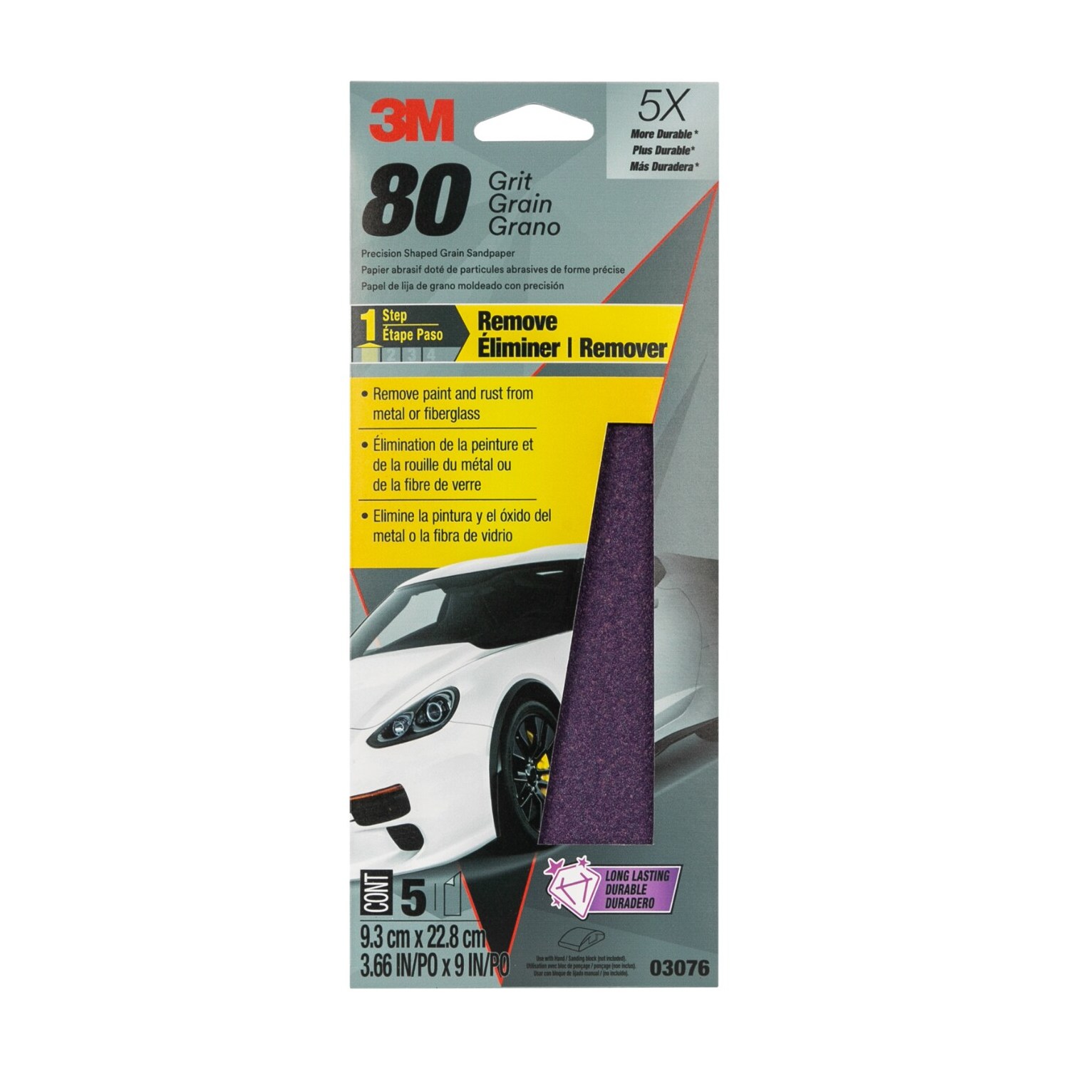 3M Precision Shaped Grain Sandpaper, 03076, 80 Grit