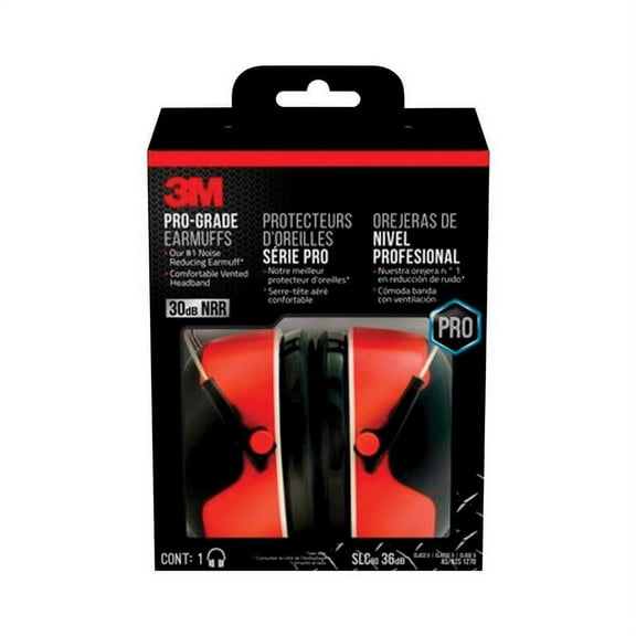 3M Pro-Grade Noise-Reducing Earmuff, NRR 30 dB, Lightweight and Adjustable