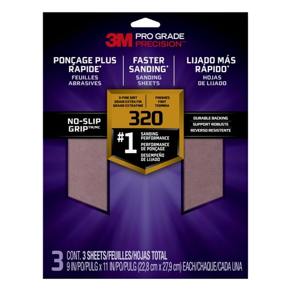 3M SandBlaster Advanced Sanding Sheets, 150 Grit, No-Slip Grip Backing, 9 x 11 Inch, 4 Sheets Pack (Wood, Metal, Drywall Sandpaper)