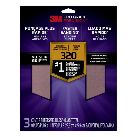 3M SandBlaster Advanced Sanding Sheets, 150 Grit, No-Slip Grip Backing, 9 x 11 Inch, 4 Sheets Pack (Wood, Metal, Drywall Sandpaper)