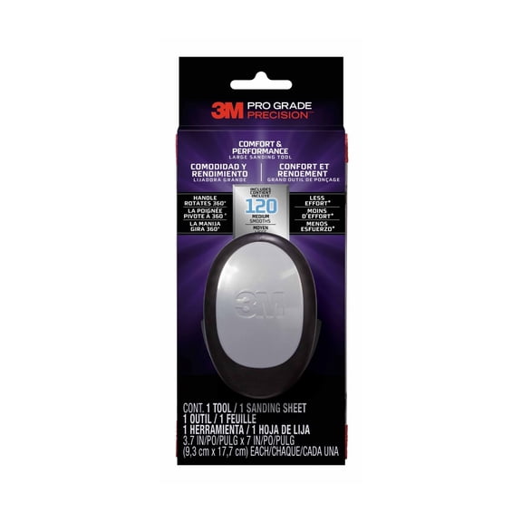 3M Pro Grade Precision Sanding Tool, Ergonomic Handle, Includes 1 Brick & 1 Sheet of 120 Grit