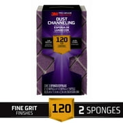 3M Pro Grade Precision Sanding Block, Dust Channeling, 4.5 in. x 2.5 in. x 1 in., 120 Grit, Fine, 2 Sponges