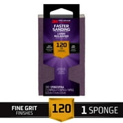 3M Pro Grade Precision Sanding Block, Faster Sanding, 2.5 in. x 4.5 in. x 1 in. , 120 Grit, Fine, 1 Sponge