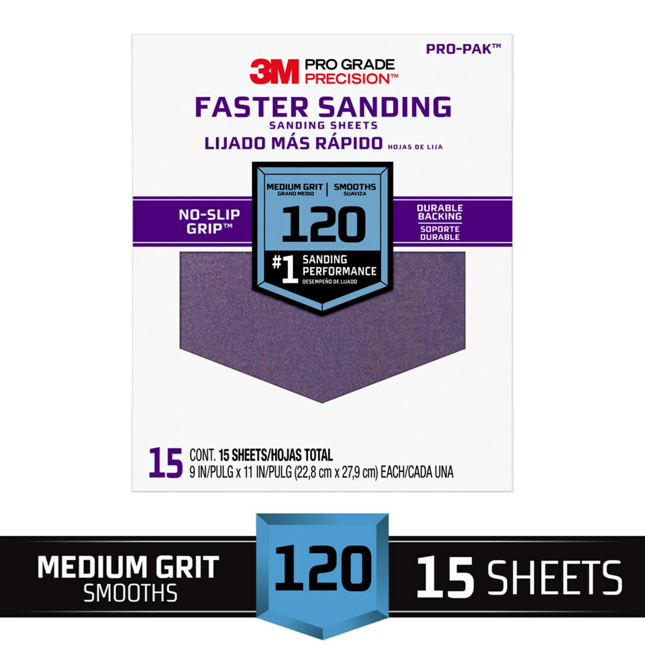 Sandpaper Slope 3M Pro Grade Precision Sandpaper, No-Slip Grip Backing, 9 in x 11 in ...