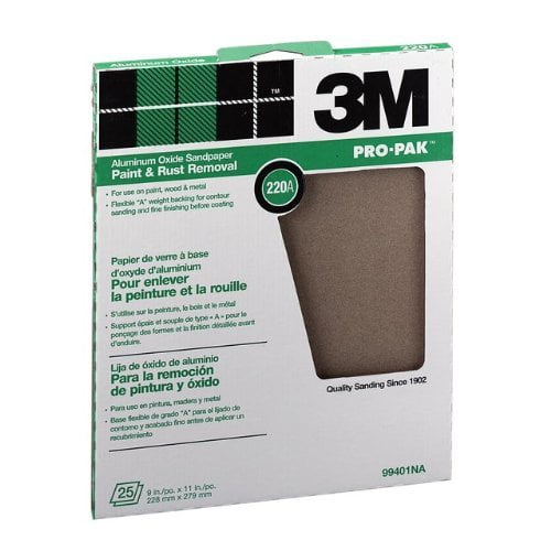 3M Pro Pak Paint And Rust Removal Sanding Sheets - 220 Grit Sandpaper - 25 Pack