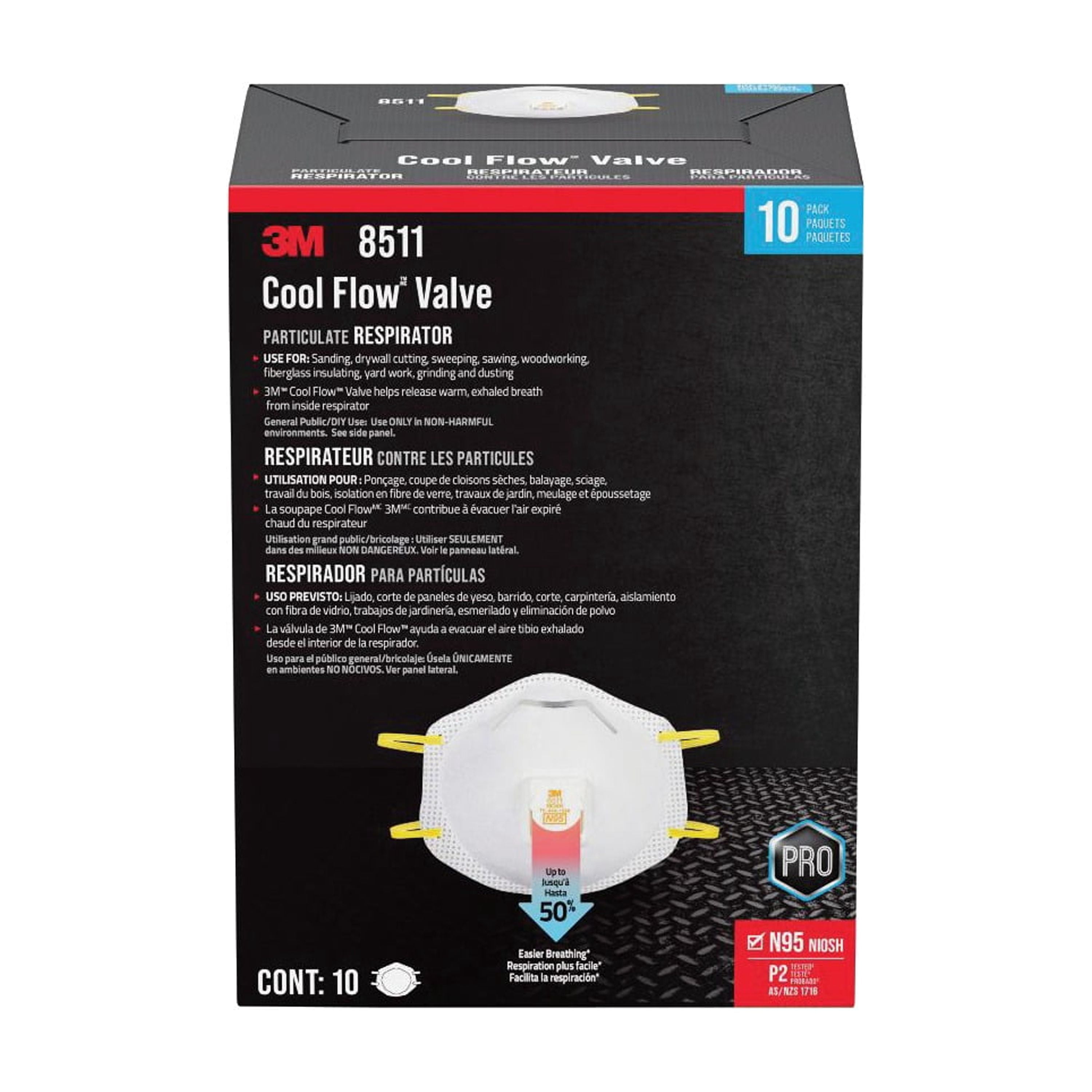 3M Pro Series 8511 N95 Disposable Particulate Respirator With Cool Flow ...