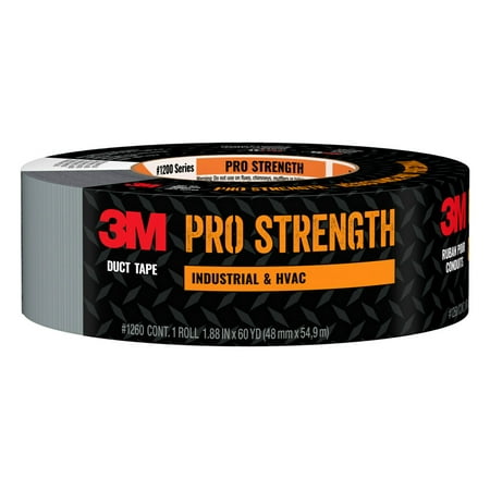 3M Pro Strength Duct Tape, 1.88 in x 60 yd, Gray, 1 Roll/Pack