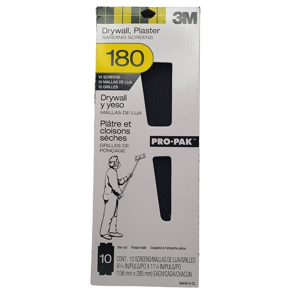 3M 11-1/4 in. L X 4-3/16 in. W 180 Grit Aluminum Oxide Drywall Sanding Screen 2 (Pack of 10)