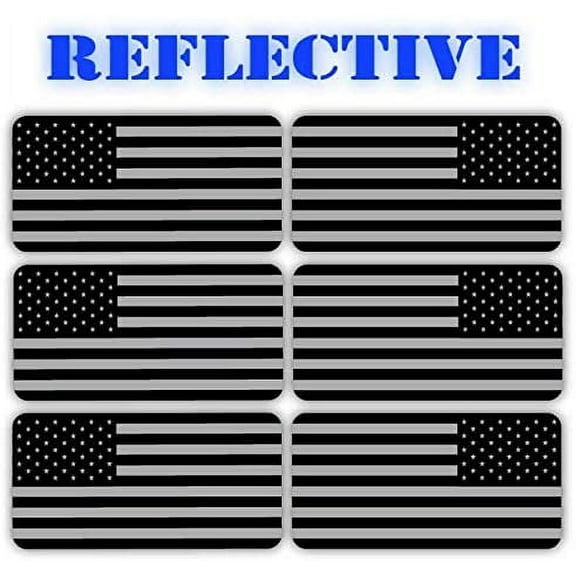 3M REFLECTIVE Stealthy Flag Hard Hat Stickers | Black Ops Decals | Tactical Gear Survival Labels | USA Canada Mexico Flags Toolbox Helmet Patriotic Old Glory (USA Flag Mirrored)
