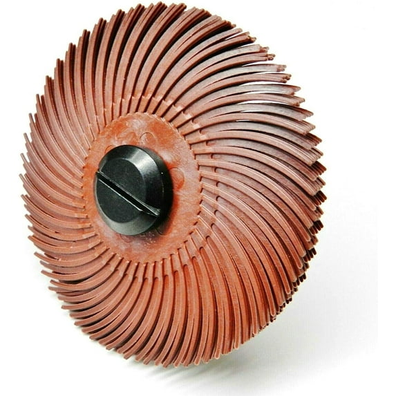 3M Radial Bristle Disc 3" Red 220 Grit with 1/4" Mandrel 6 Brushes and Arbor Set by Jets