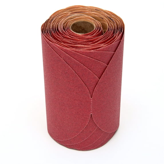3M Red Abrasive Stikit Disc, 01114, 6 in, P120 grade, 100 discs per roll, 6 rolls per case
