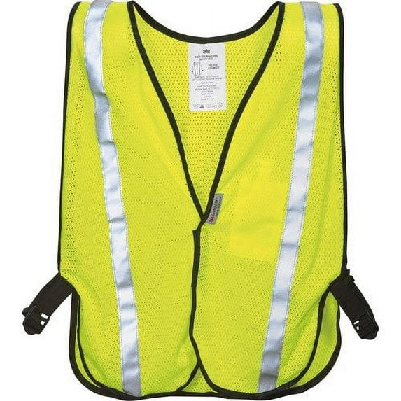 3M Reflective Safety Vest - Lightweight, Reflective, Adjustable Strap, Breathable, Hook & Loop Closure, Pocket - Visibility Protection - Polyester - Yellow - 1 Each | Bundle of 10 Each