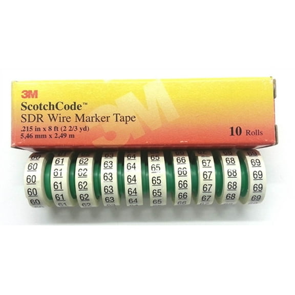 3M (SDR-60-69) Wire Marker Tape Numbers 60-69