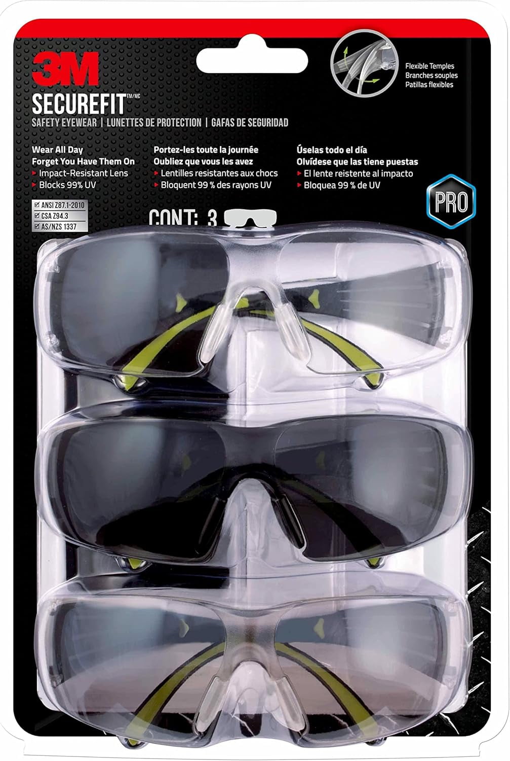 EYEWARE ASST CLR/MIR/GRY 3PK
