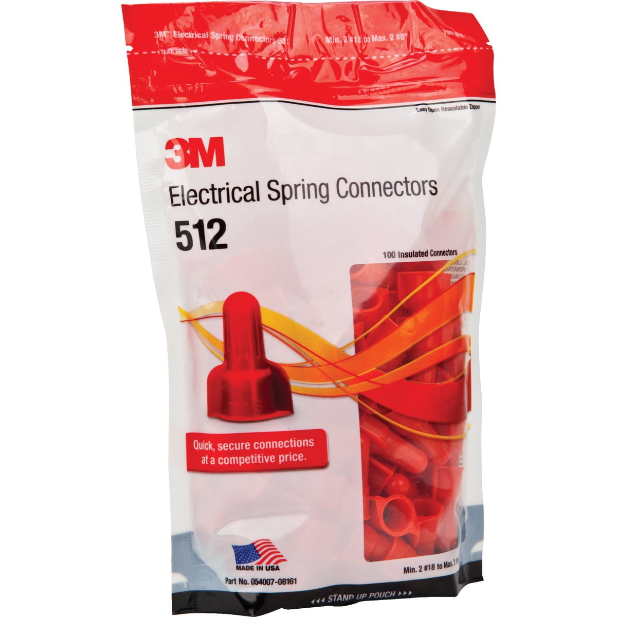 3M SG-R BAG Secure Grip Wire Connector 14/3-AWG 8/2-AWG Red 500/Bag