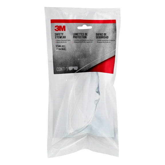 3M Safety Eyewear Anti-Scratch, 1 Pack of Safety Glasses, Clear, Clear Lens