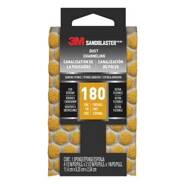 3M™ SandBlaster™ Dust Channeling Sanding Sponge, Gold, 4.5 x 2.5 x 1 in, 180 Grit, Fine