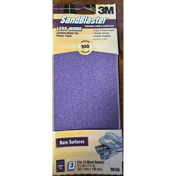 3M Sandblaster Power Sanding Sheets 100-Grit 3-2/3" x 7-1/2" 9656
