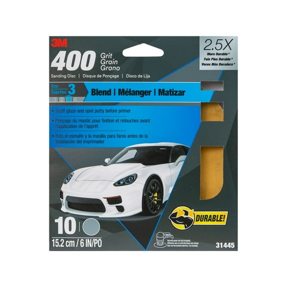 3M Sanding Discs with Stikit Attachment, 6 inches, 400Grit, Aluminum Oxide, 10PK