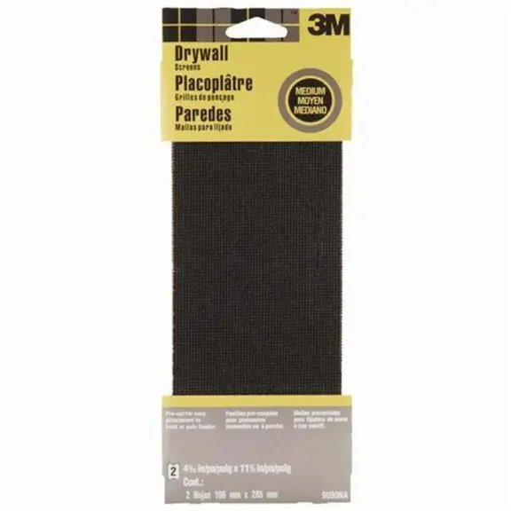 3M Drywall Sanding Screens, Medium Grit, 4 3/16 in. x 11 1/4 in., Medium Grit, 9090NA-DC, 2 Pack