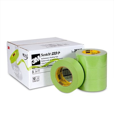 3M Scotch 233+ Performance Paper Masking Tape, 60 yds Length x 2" Width, Green (Case of 12)