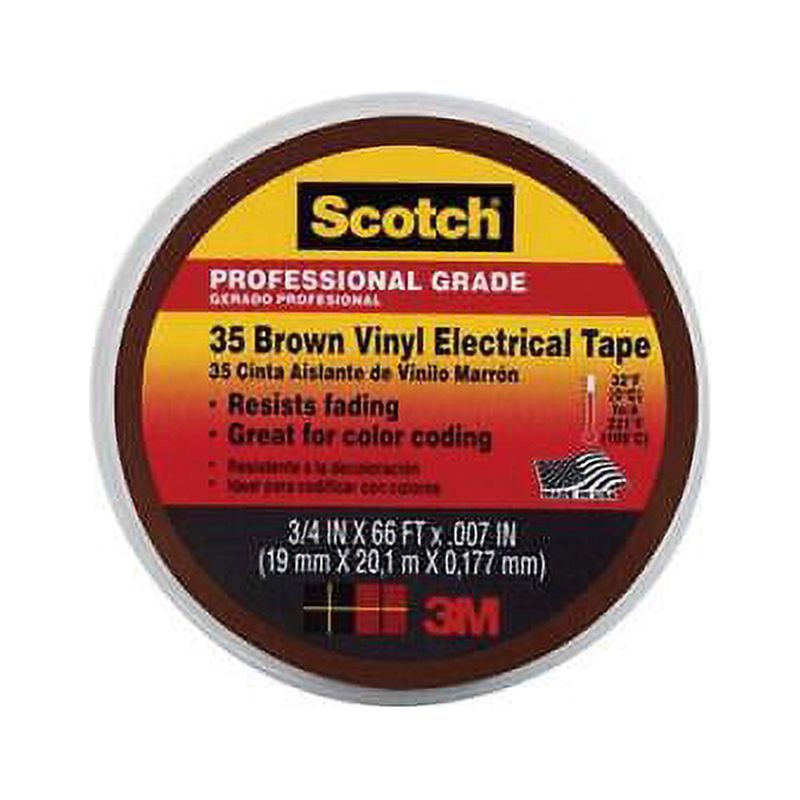 3M Scotch 3/4 in. W x 66 ft. L Brown Vinyl Electrical Tape (Pack of 5)