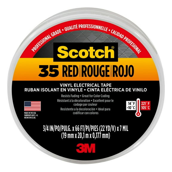 3M Scotch #35 Electrical Tape, Red, 0.75 in. x 66 ft.